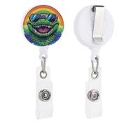 Porta badge retrattile con testa di coccodrillo sorridente, con bobina e clip per carta d'identità, per dottori, infermieri, studenti, impiegati