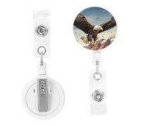 Porta badge retrattile con un'aquila che vola sopra, porta badge con clip a coccodrillo, porta badge per donne e uomini, da appendere, per ufficio, dottore, lavoratore