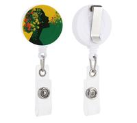 Porta badge retrattile da donna, con apertura a bocca aperta, a forma di fiori, giallo, rosso, verde, con clip per carta d'identità, per dottori, infermieri, studenti, impiegati