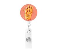 Porta badge retrattile Happy Foot, resistente, con clip per nome, badge, per impiegati, medici, infermieri, con clip per cintura, portachiavi