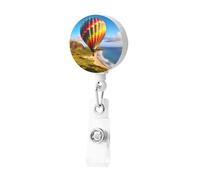 Porta badge retrattile Hawaii con mongolfiera, con clip, porta badge, carino, porta carte d'identità, per donne e uomini