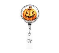 Porta badge retrattile in metallo, a forma di zucca, ad acquerello, per Halloween, carta d'identità, portachiavi, per infermieri, medici, insegnanti, ufficio