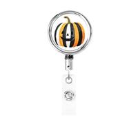 Porta badge retrattile in metallo, a righe nere e bianche, porta badge rotante per carta d'identità, portachiavi per infermiere, dottori, insegnanti e ufficio