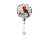 Porta badge retrattile in metallo, bellissimo porta badge con uccellino rosso, girevole per carta d'identità, portachiavi, per infermiere, dottori, insegnanti e ufficio