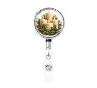 Porta badge retrattile in metallo, candele natalizie con porta badge rotante con agrifoglio, portachiavi da appendere per infermiere, dottori, insegnanti, ufficio