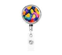 Porta badge retrattile in metallo, colorato a forma astratta, porta badge rotante per carta d'identità, portachiavi per infermiere, dottori, insegnanti, ufficio