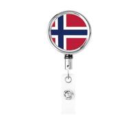 Porta badge retrattile in metallo, con bandiera della Norvegia, porta badge rotante per carta d'identità, portachiavi da appendere per infermieri, medici, insegnanti, ufficio
