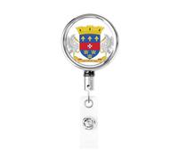 Porta badge retrattile in metallo, con bandiera di Saint Barthelemy, porta badge rotante per carta d'identità, portachiavi per infermiere, dottori, insegnanti e ufficio