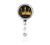 Porta badge retrattile in metallo, con corona di re, porta badge rotante per carta d'identità, portachiavi per infermiere, dottori, insegnanti e ufficio