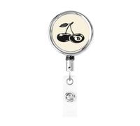 Porta badge retrattile in metallo, con due ciliegie e numero 8, girevole, portachiavi per infermiere, dottori, insegnanti, ufficio