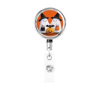 Porta badge retrattile in metallo, con due fantasmi bianchi, per Halloween, porta badge, tesserino di identità, portachiavi, per infermiere, dottori, insegnanti, ufficio