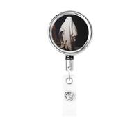 Porta badge retrattile in metallo, con fantasma che si trova nella parte superiore delle scale, porta badge rotante per carta d'identità, portachiavi per infermieri, medici, insegnanti, ufficio