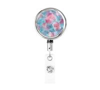 Porta badge retrattile in metallo, con frammenti di cristallo pastello, porta badge rotante da appendere per infermieri, medici, insegnanti, ufficio