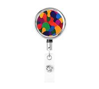 Porta badge retrattile in metallo, con motivo astratto colorato, porta badge rotante per carta d'identità, portachiavi da appendere per infermieri, medici, insegnanti, ufficio