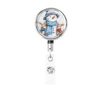 Porta badge retrattile in metallo, con simpatico pupazzo di neve e due cervi, porta badge rotante per carta d'identità, portachiavi per infermiere, dottori, insegnanti, ufficio