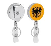 Porta badge retrattile in metallo del Sacro Romano Impero, con clip per badge identificativo, portachiavi con clip per cintura e cinturini in PVC trasparente