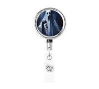 Porta badge retrattile in metallo, motivo fantasma spaventoso, set di chiavi, porta badge, porta badge rotante, portachiavi da appendere per infermieri, medici, insegnanti, ufficio