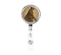 Porta badge retrattile in metallo, motivo strega con scopa, vintage, girevole, per badge, per infermiere, dottori, insegnanti, ufficio