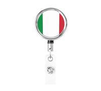 Porta badge retrattile in metallo resistente, con bandiera italiana. Estensibile e regolabile, resistente all'usura
