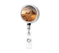 Porta badge retrattile in metallo resistente con clip carino infermiera bobina nome decorativo badge clip piramide Africa deserto ID porta carte d'identità per impiegati dottori infermieri