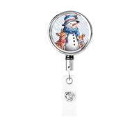 Porta badge retrattile in metallo, simpatico pupazzo di neve e due cervi, porta badge rotante per carta d'identità, portachiavi per infermiere, dottori, insegnanti e ufficio