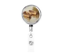Porta badge retrattile in metallo, vintage, con barche nel fiume, porta badge rotante per carta d'identità, portachiavi per infermiere, dottori, insegnanti e ufficio