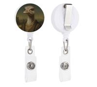Porta badge retrattile in stile struzzo, con clip per tessere, per dottori, infermieri, studenti, impiegati