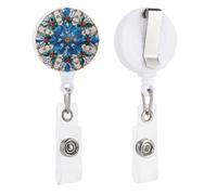 Porta badge retrattile in vetro colorato a forma di fiocco di neve, con clip per carta d'identità, per dottori, infermieri, studenti, impiegati