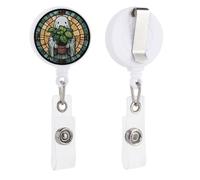 Porta badge retrattile in vetro colorato bianco fantasma pianta in vaso porta badge bobina clip porta carta d'identità per dottore, infermiera, studente, impiegato
