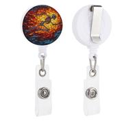 Porta badge retrattile in vetro colorato con figura scheletrica in esecuzione, bobina con clip per carta d'identità, per dottore, infermiera, studente, impiegato