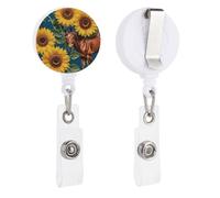Porta badge retrattile marrone cavallo girasole fiore giallo bobina per badge resistente clip per badge ID titolare infermiera decorativo nome tag titolare clip coccodrillo per appendere carta