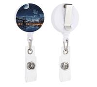 Porta badge retrattile Moon Light New York City con clip a coccodrillo per carte d'identità e carte d'identità per impiegati, medici, infermieri