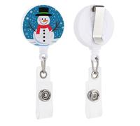 Porta badge retrattile Natale felice pupazzo di neve bobina resistente clip badge ID titolare infermiera decorativo nome tag titolare clip coccodrillo per appendere carta d'identità nome chiave