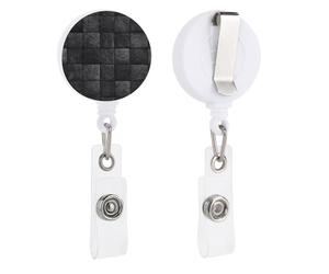 Porta badge retrattile nero con texture piastrellata a mulinello porta badge per dottori, infermieri, studenti, impiegati