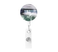 Porta badge retrattile Niagara Falls, resistente, con clip per nome, badge, per impiegati, dottori, infermieri, con clip per cintura, portachiavi
