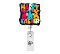 Porta badge retrattile pasquale - bobina porta tessera ospedaliera, coniglietto in acrilico, retrattile, per insegnanti, lavoratori, colleghi, studenti, per infermieri e dipendenti