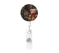 Porta badge retrattile per badge, albero di Natale, orso, bambola, resistente, porta badge identificativo, clip per ufficio, medico, infermiere, badge, bobina con clip per cintura portachiavi