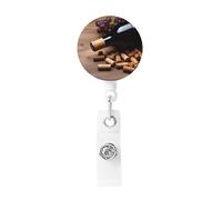 Porta badge retrattile per bottiglie di vino, tappi per uva, clip retrattile, porta badge in plastica leggera, porta badge identificativo, per infermieri, regali per ufficio