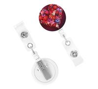 Porta badge retrattile per donne e uomini, clip per badge con clip da cintura, decorazione floreale a forma di cuore, porta badge con nome, bobine per carte d'identità, per lavoro, ufficio, infermiera