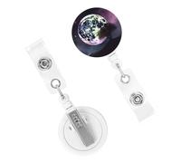 Porta badge retrattile per donne e uomini, clip per badge con clip da cintura, Galaxy Moon ID porta badge con nome, bobine per carte d'identità, per lavoro, ufficio, infermiera