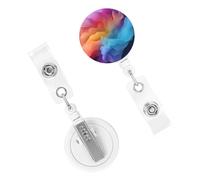 Porta badge retrattile per donne e uomini, clip per badge con clip da cintura, gradiente di colore, porta badge identificativo, bobine per badge d'identità, per lavoro, ufficio, infermiera
