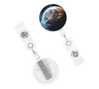 Porta badge retrattile per donne e uomini, clip per badge con clip da cintura, porta badge identificativo pianeta, porta badge con nome, bobine per carte d'identità, per lavoro, ufficio, infermiera