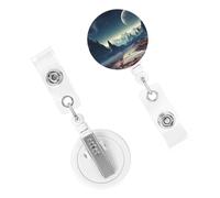 Porta badge retrattile per donne e uomini, clip per badge con clip per cintura, alieno, pianeta, porta badge identificativo, bobine per badge d'identità, per lavoro, ufficio, infermiera