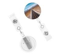 Porta badge retrattile per donne e uomini, clip per badge con clip per cintura, autostrada strada nel deserto, porta badge con nome, bobine per carte d'identità, per lavoro, ufficio, infermiera