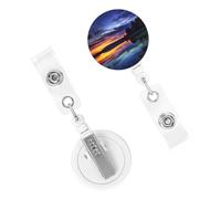 Porta badge retrattile per donne e uomini, clip per badge con clip per cintura, bellissimo porta badge identificativo al crepuscolo, porta badge con nome, bobine per carte d'identità, per lavoro