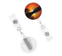 Porta badge retrattile per donne e uomini, clip per badge con clip per cintura, chitarra, musica, tramonto, porta badge con nome, bobine per carte d'identità, per lavoro, ufficio, infermiera