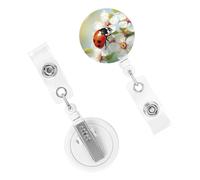 Porta badge retrattile per donne e uomini, clip per badge con clip per cintura, farfalla, coccinella, fiore, porta badge con nome, bobine per carte d'identità, per lavoro, ufficio, infermiera