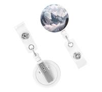 Porta badge retrattile per donne e uomini, clip per badge con clip per cintura, montagne, nuvole, porta badge identificativo, bobine per badge d'identità, per lavoro, ufficio, infermiera