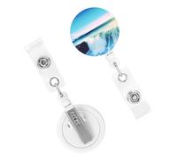 Porta badge retrattile per donne e uomini, clip per badge con clip per cintura, onde marine, paesaggio, porta badge con nome, bobine per carte d'identità, per lavoro, ufficio, infermiera