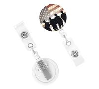 Porta badge retrattile per donne e uomini, clip per badge con clip per cintura, per giorno delle forze armate, porta badge americano, porta badge con nome, bobine per carte d'identità, per lavoro